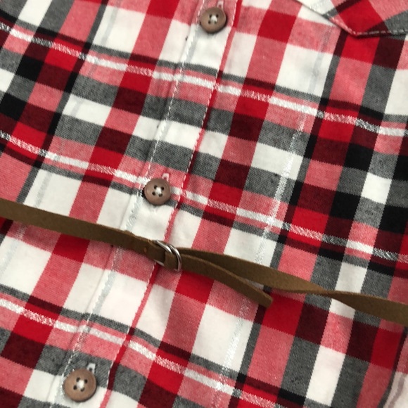 NWOT Carter’s Red Plaid Tunic Button Down w/Rolled Sleeves & Denim Leggings Sz 4 - Picture 2 of 8